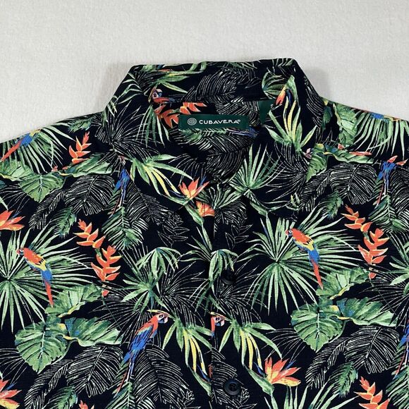 Cubavera Hawaiian Camp Shirt Men's S Button Up Tropical Allover Parrot - Picture 9 of 17